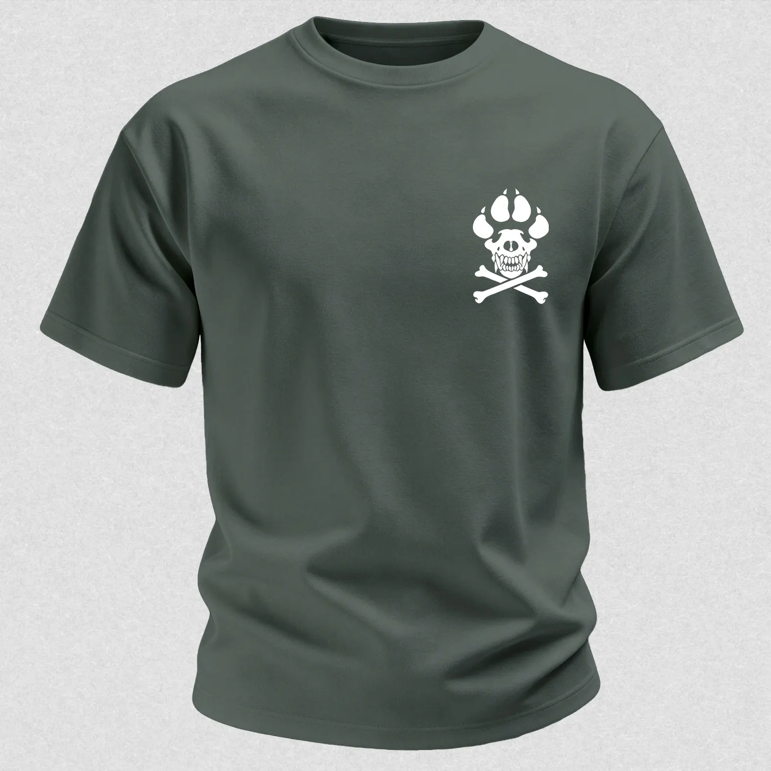 Vintage Biker K9 Dog Paw Skull Printed Men's T-Shirt