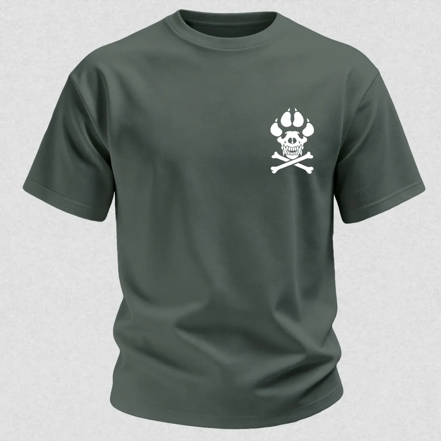 Vintage Biker K9 Dog Paw Skull Printed Men's T-Shirt