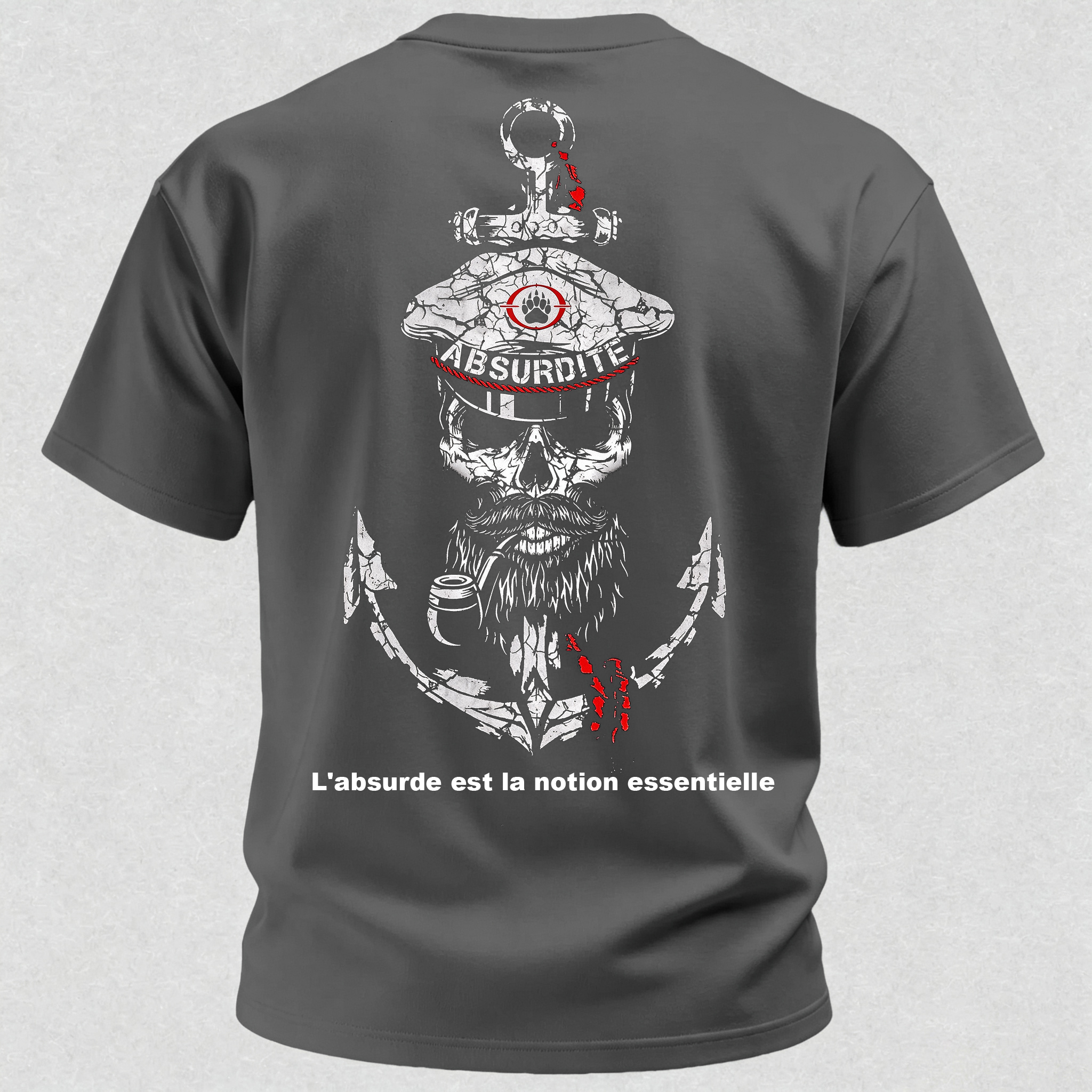 Vintage Cracked Sailor Captain Skull Anchor Print T-Shirt