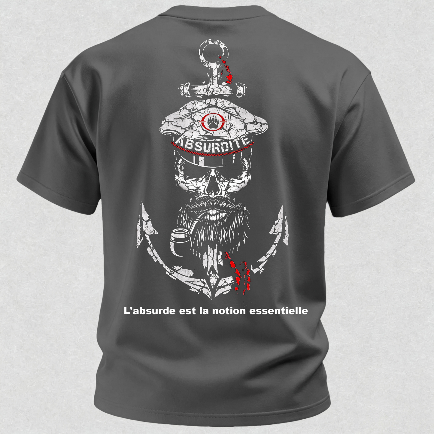 Vintage Cracked Sailor Captain Skull Anchor Print T-Shirt
