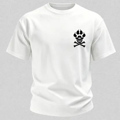 Vintage Biker K9 Dog Paw Skull Printed Men's T-Shirt