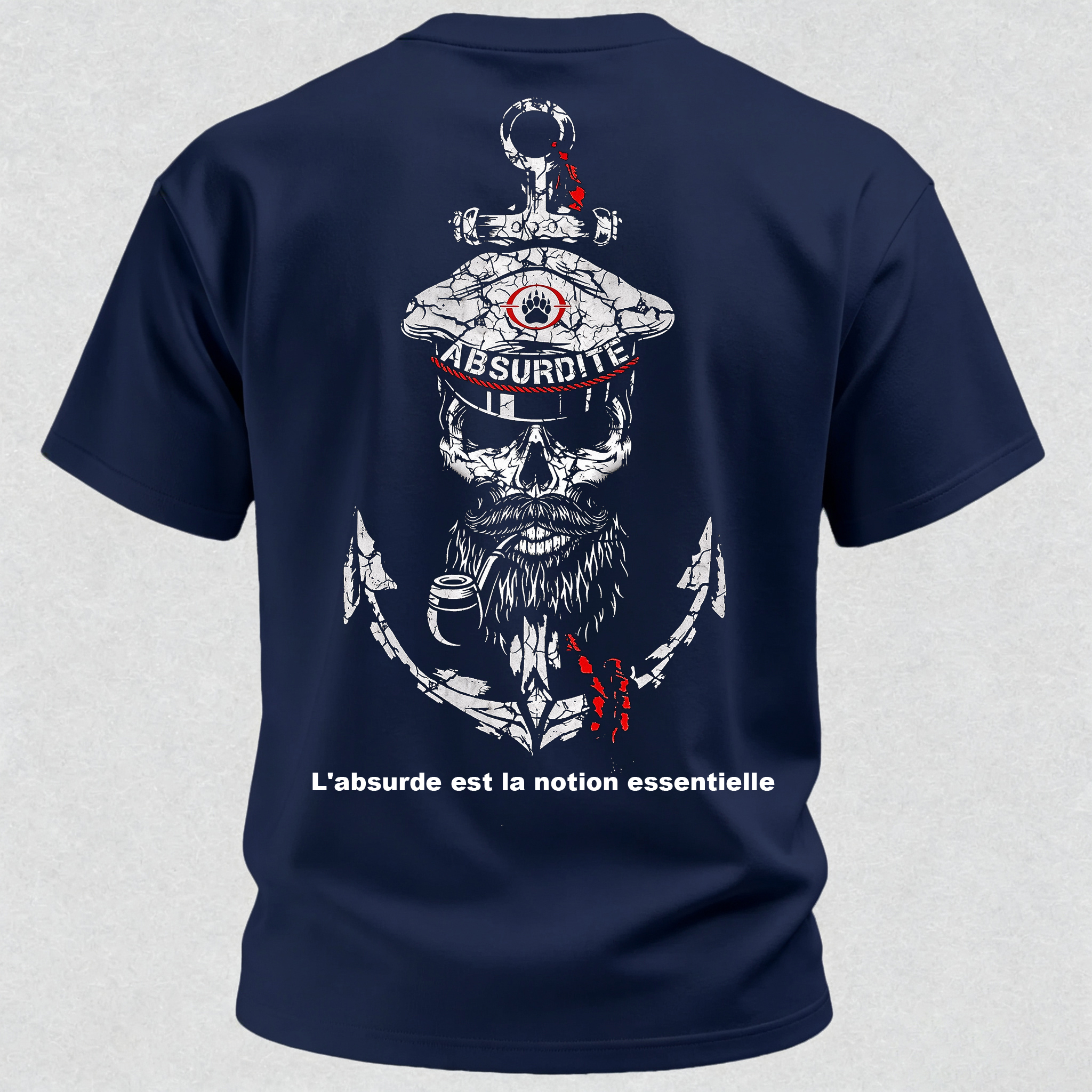 Vintage Cracked Sailor Captain Skull Anchor Print T-Shirt