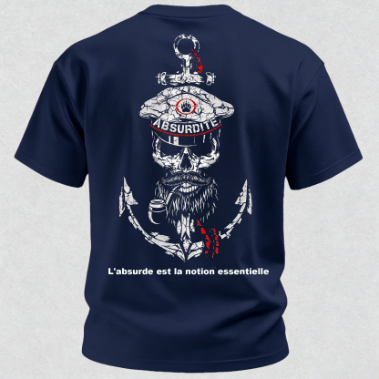 Vintage Cracked Sailor Captain Skull Anchor Print T-Shirt