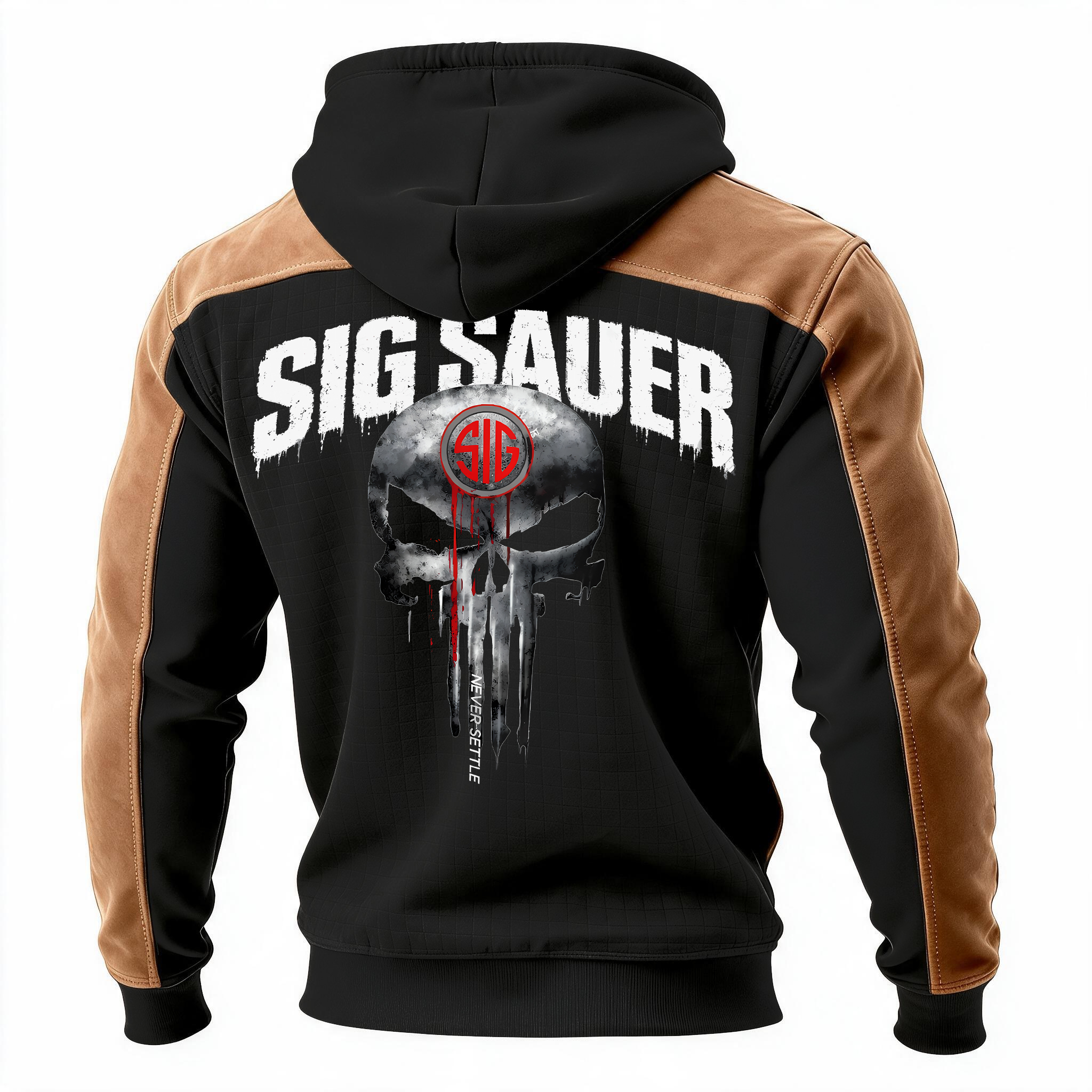 Skull Printed Fleece-lined Unisex Color-Blocked Hoodie