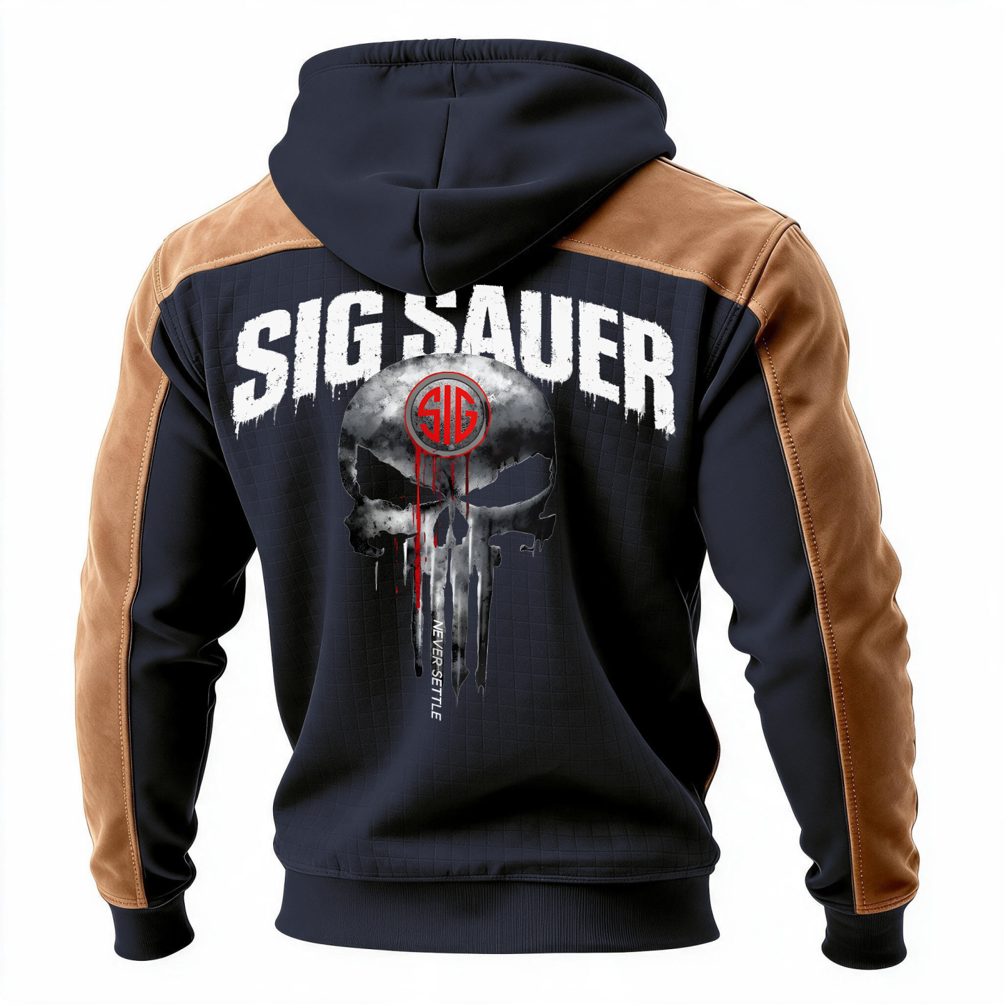 Skull Printed Fleece-lined Unisex Color-Blocked Hoodie