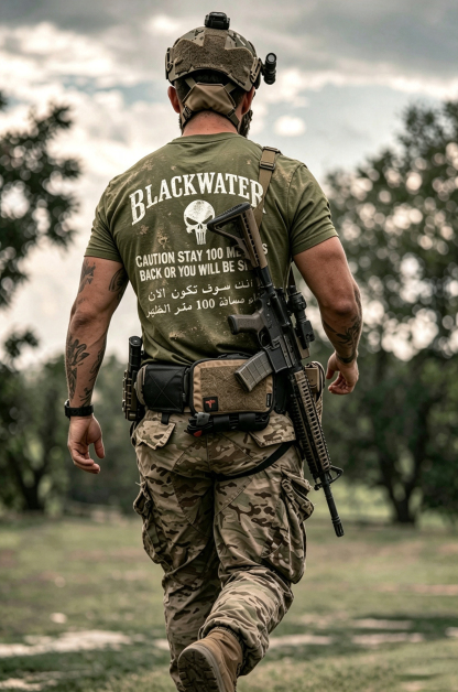 Blackwater Stay Back 100 Meters or You Will Be Shot Printed Men's T-Shirt
