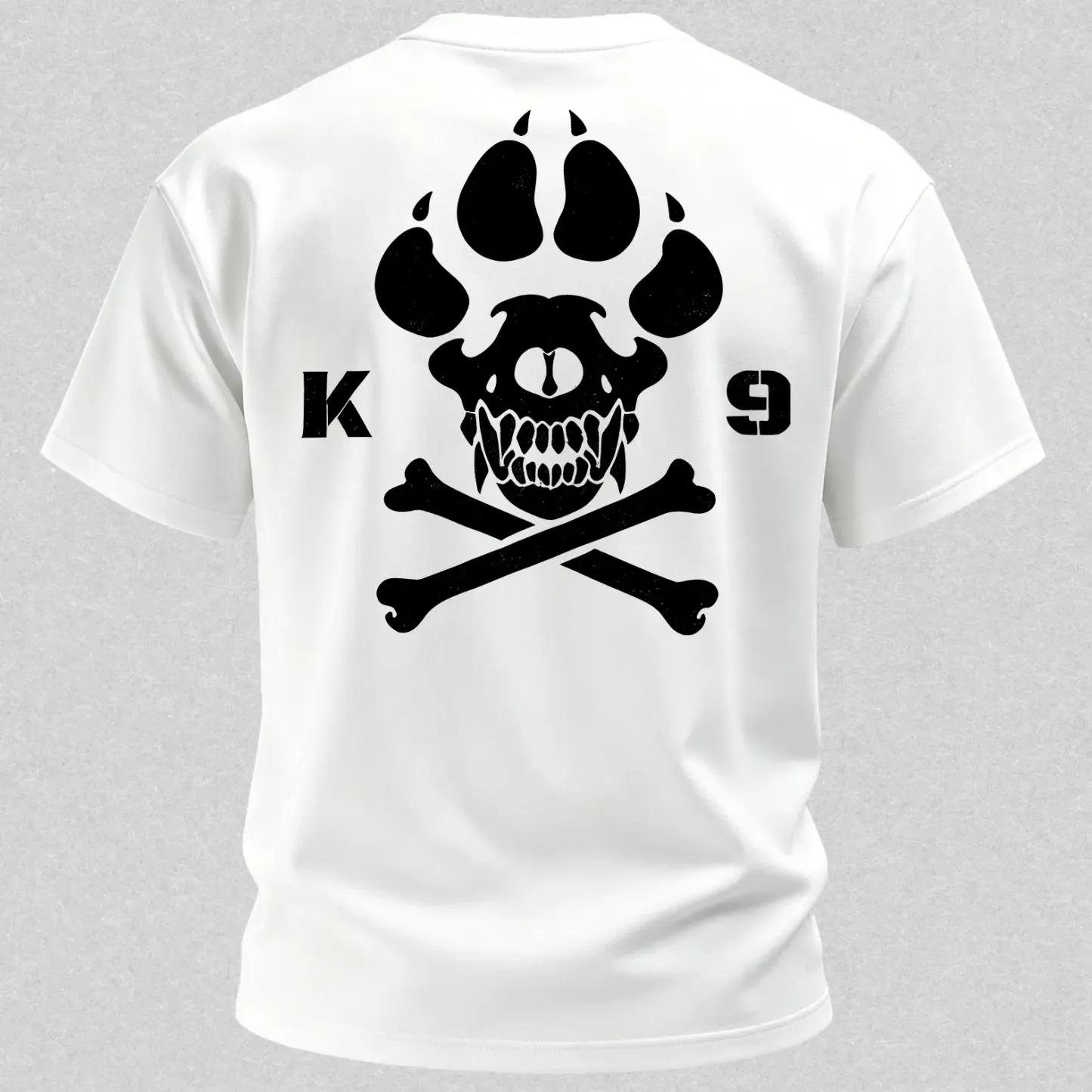 Vintage Biker K9 Dog Paw Skull Printed Men's T-Shirt