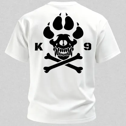 Vintage Biker K9 Dog Paw Skull Printed Men's T-Shirt
