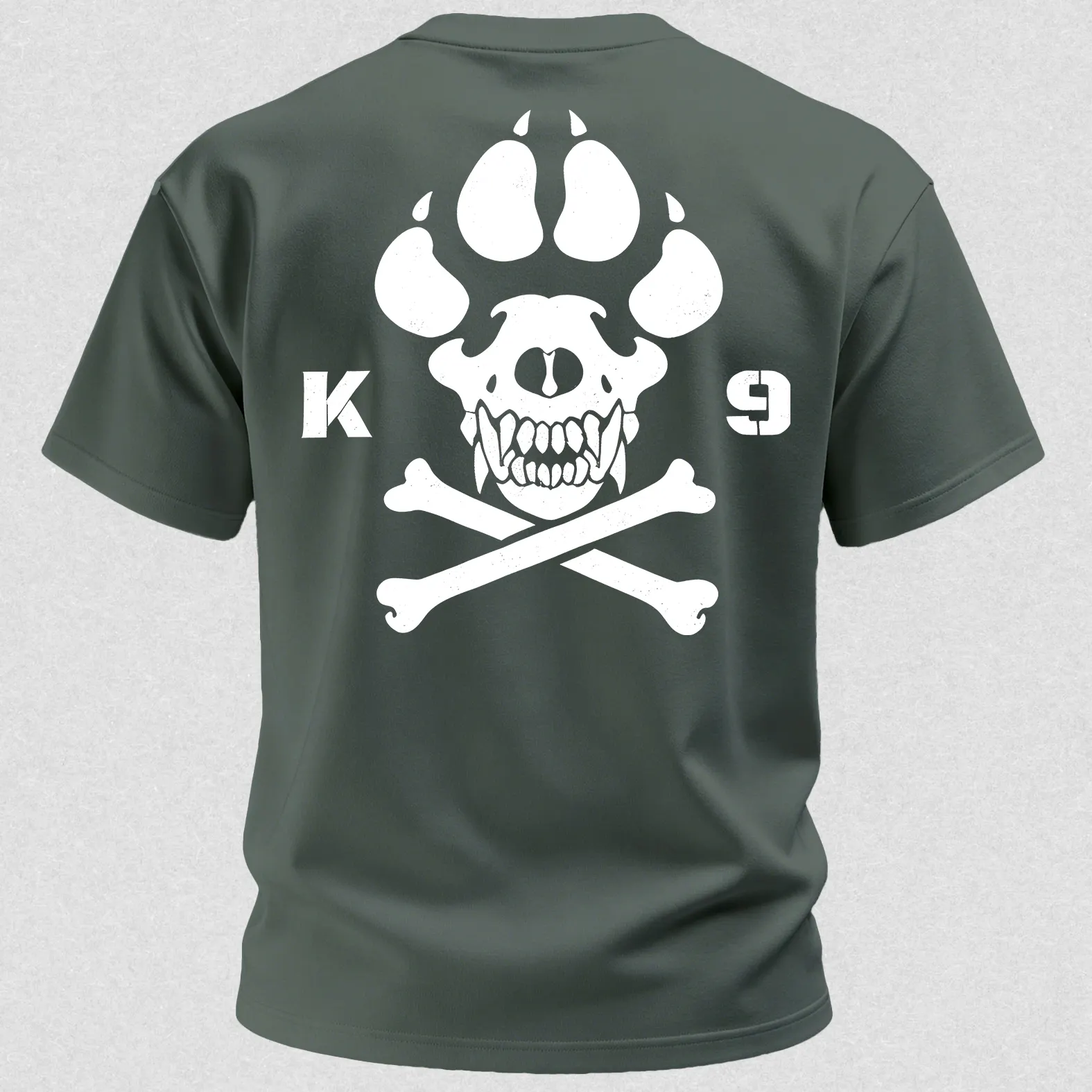 Vintage Biker K9 Dog Paw Skull Printed Men's T-Shirt