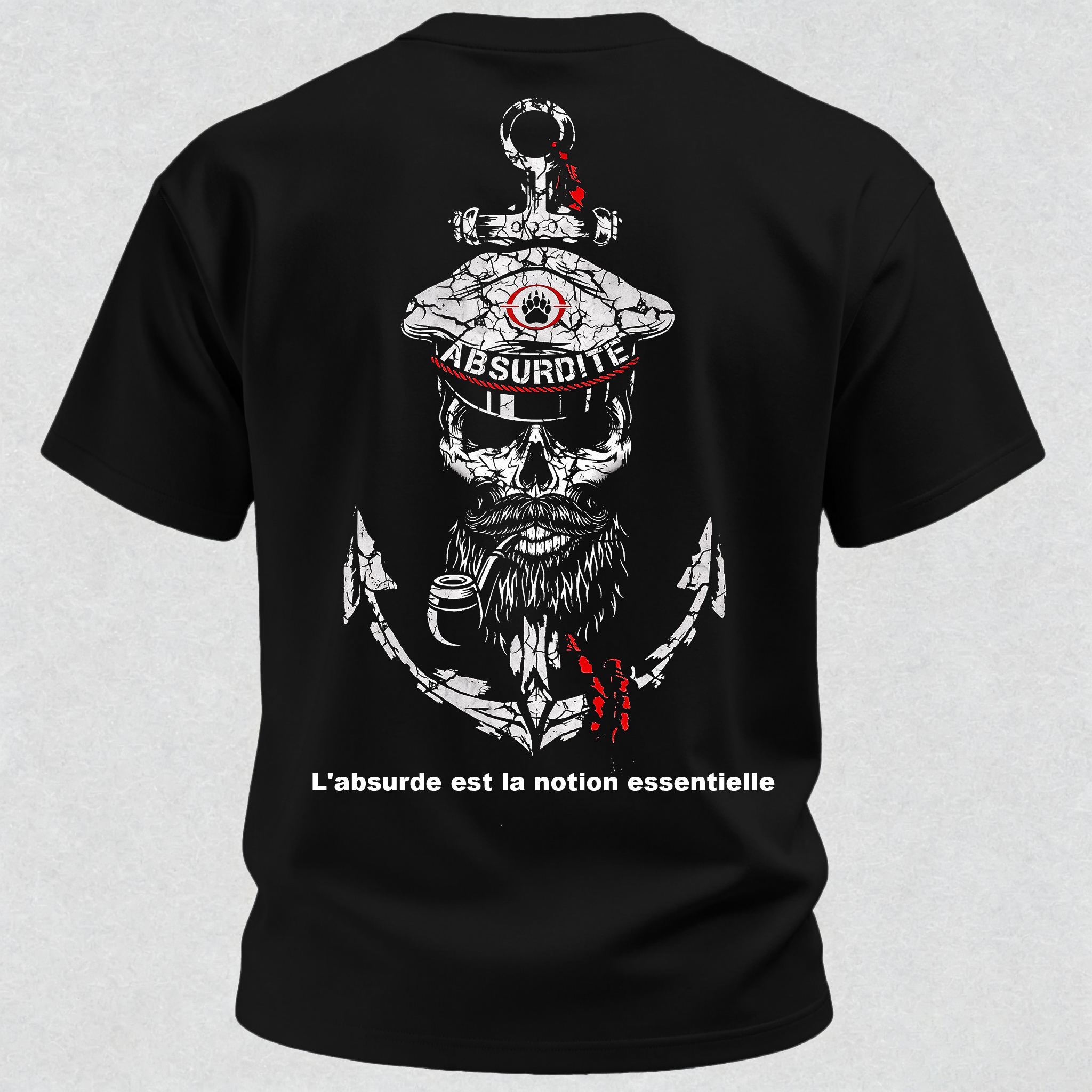 Vintage Cracked Sailor Captain Skull Anchor Print T-Shirt
