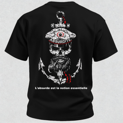 Vintage Cracked Sailor Captain Skull Anchor Print T-Shirt
