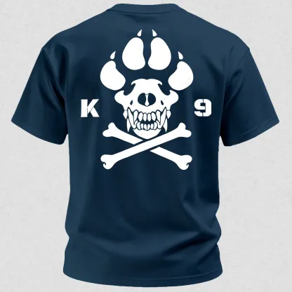 Vintage Biker K9 Dog Paw Skull Printed Men's T-Shirt