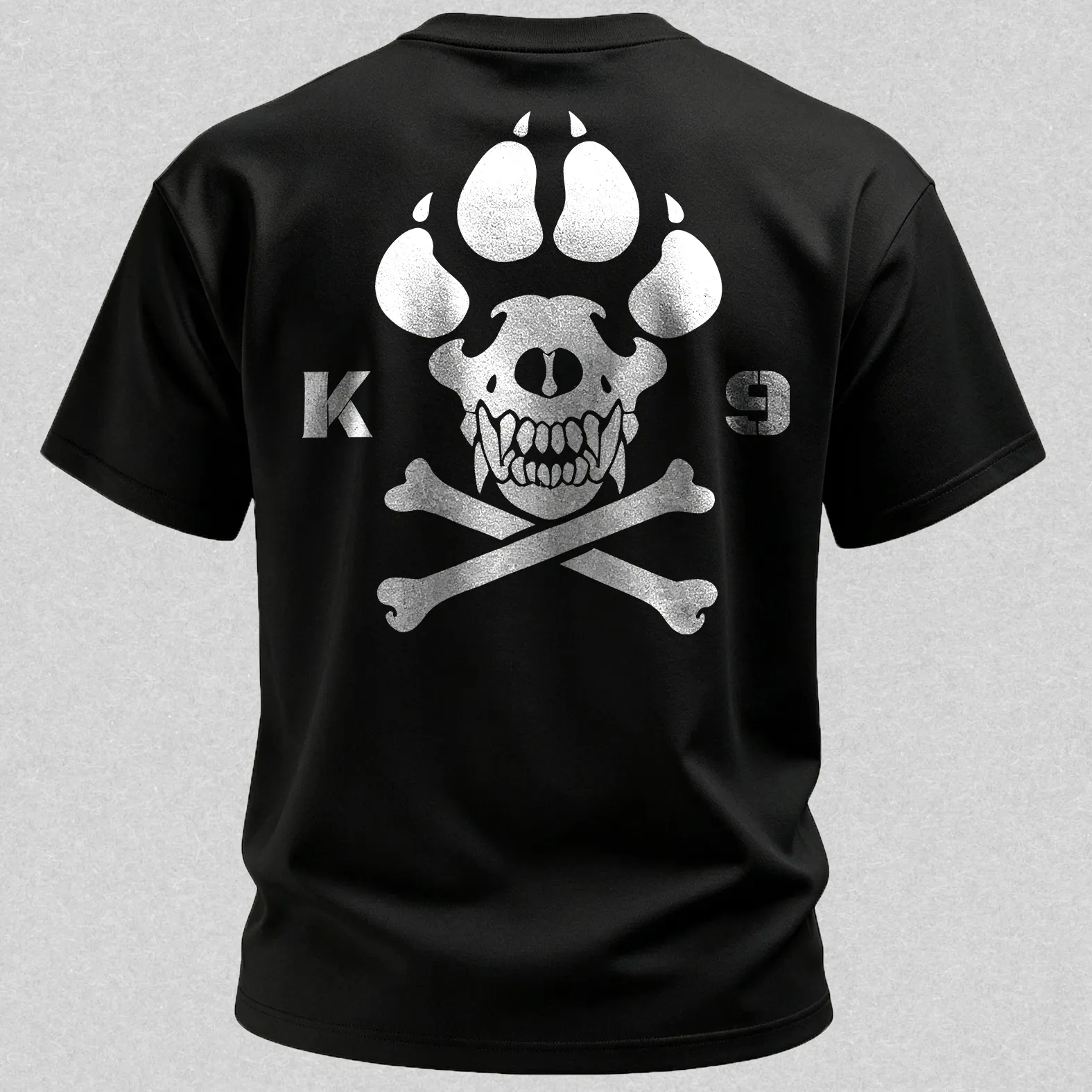 Vintage Biker K9 Dog Paw Skull Printed Men's T-Shirt
