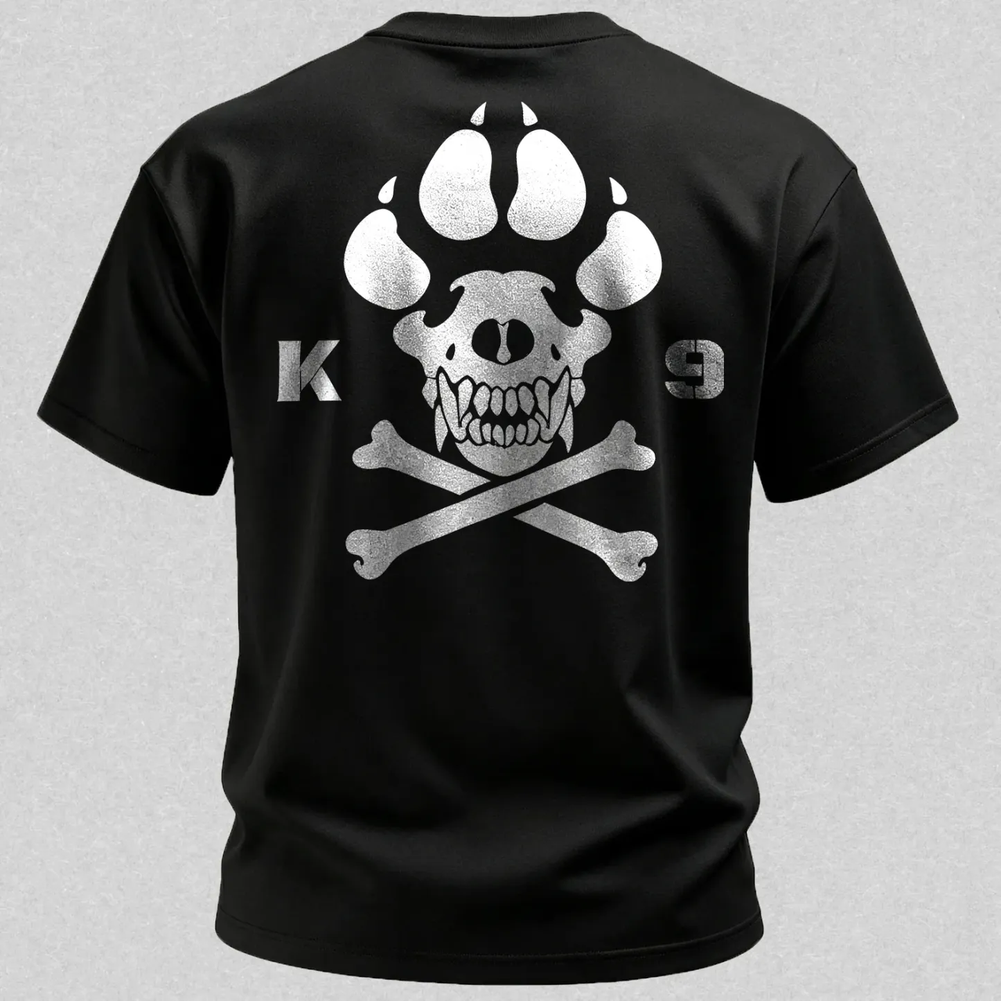 Vintage Biker K9 Dog Paw Skull Printed Men's T-Shirt