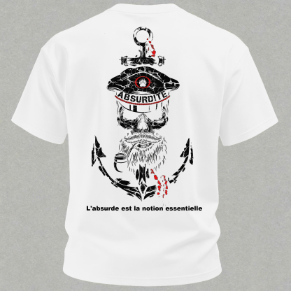 Vintage Cracked Sailor Captain Skull Anchor Print T-Shirt