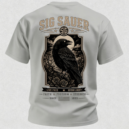 LIVE FREE DEFEND LIBERTY FAITH FREEDOM STRENGTH Raven Vintage Roses Print Men's T-shirt