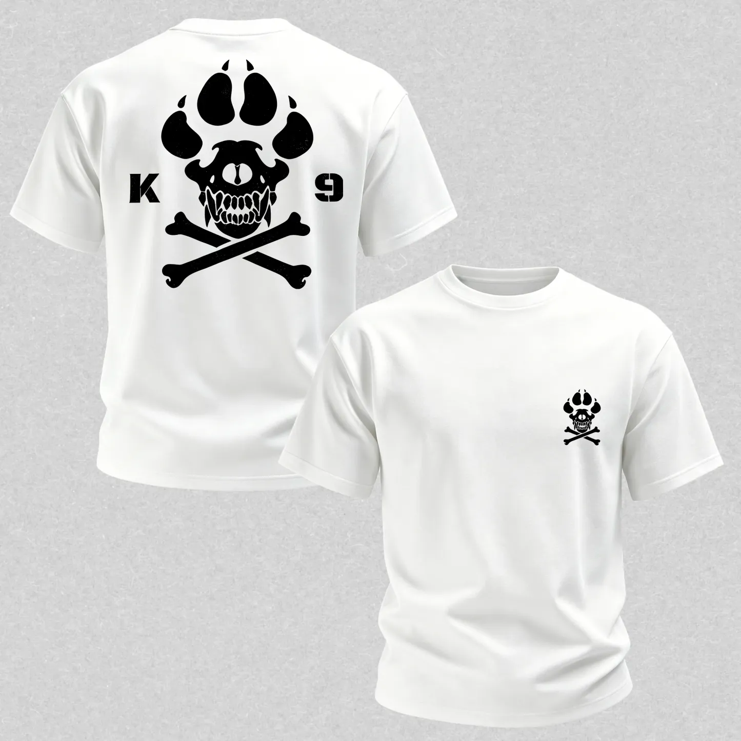 Vintage Biker K9 Dog Paw Skull Printed Men's T-Shirt