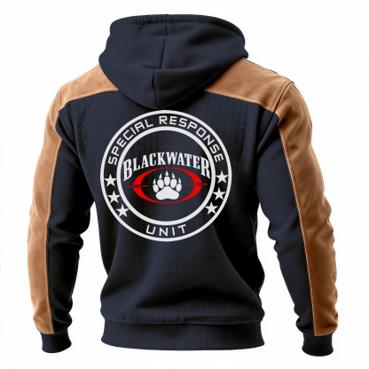 Special Response Unit Printed Fleece-lined Unisex Color-Blocked Hoodie