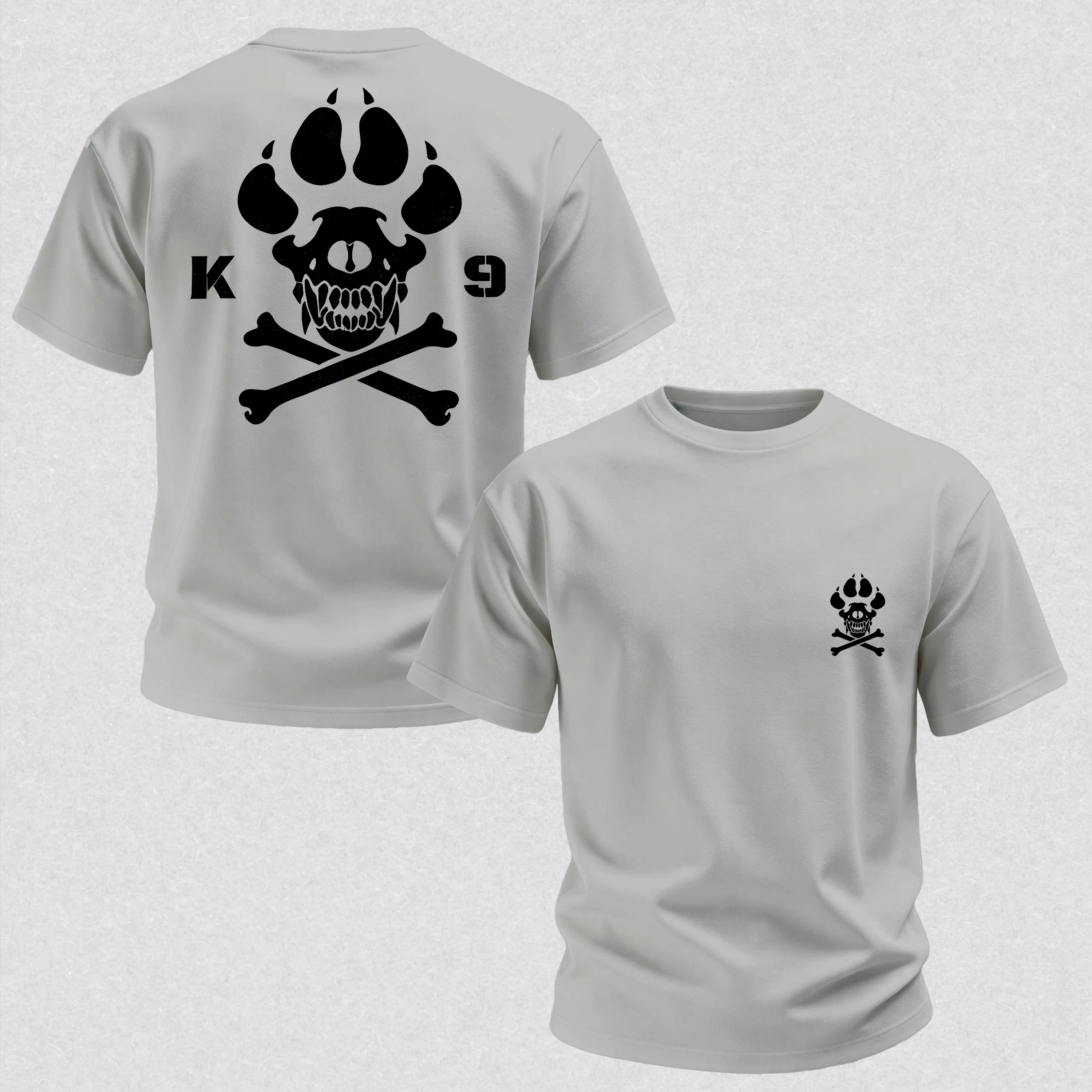 Vintage Biker K9 Dog Paw Skull Printed Men's T-Shirt