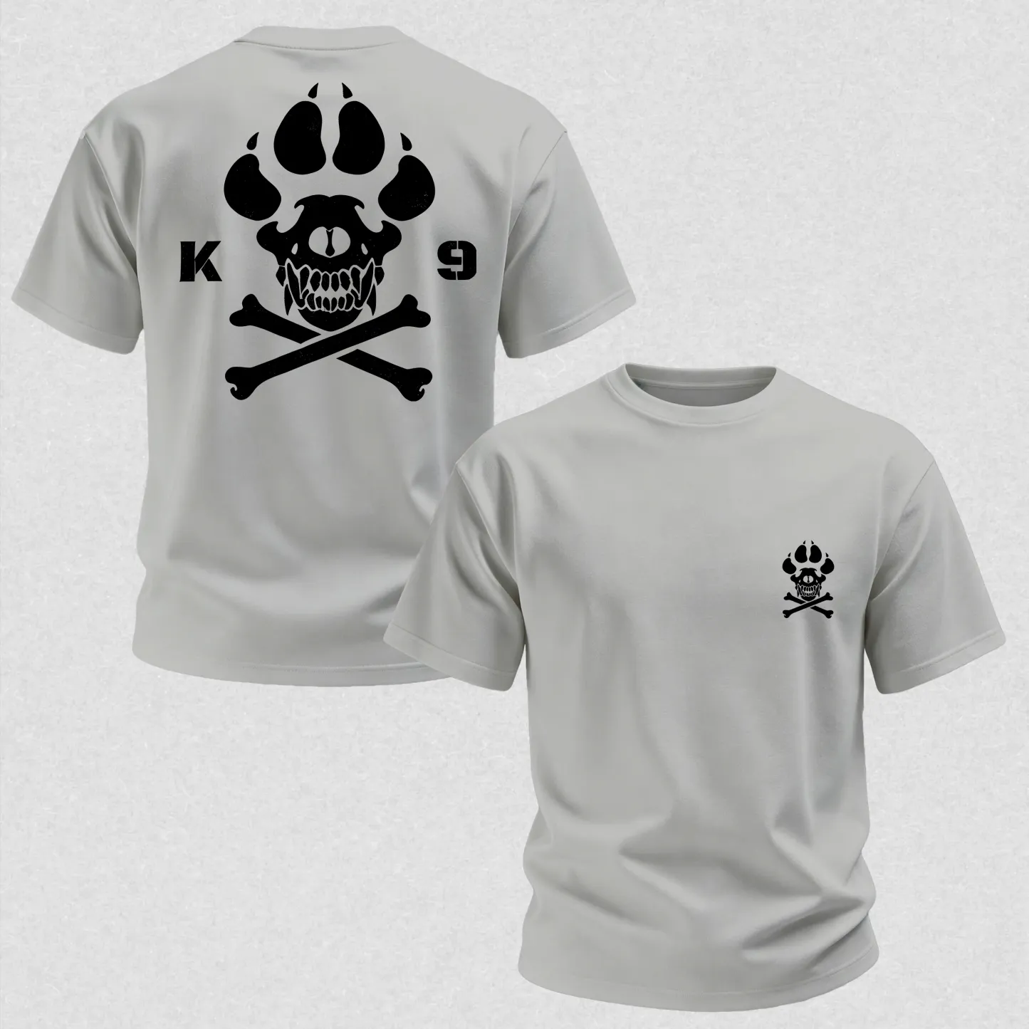 Vintage Biker K9 Dog Paw Skull Printed Men's T-Shirt