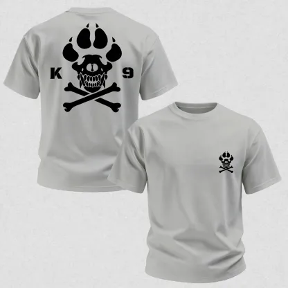 Vintage Biker K9 Dog Paw Skull Printed Men's T-Shirt