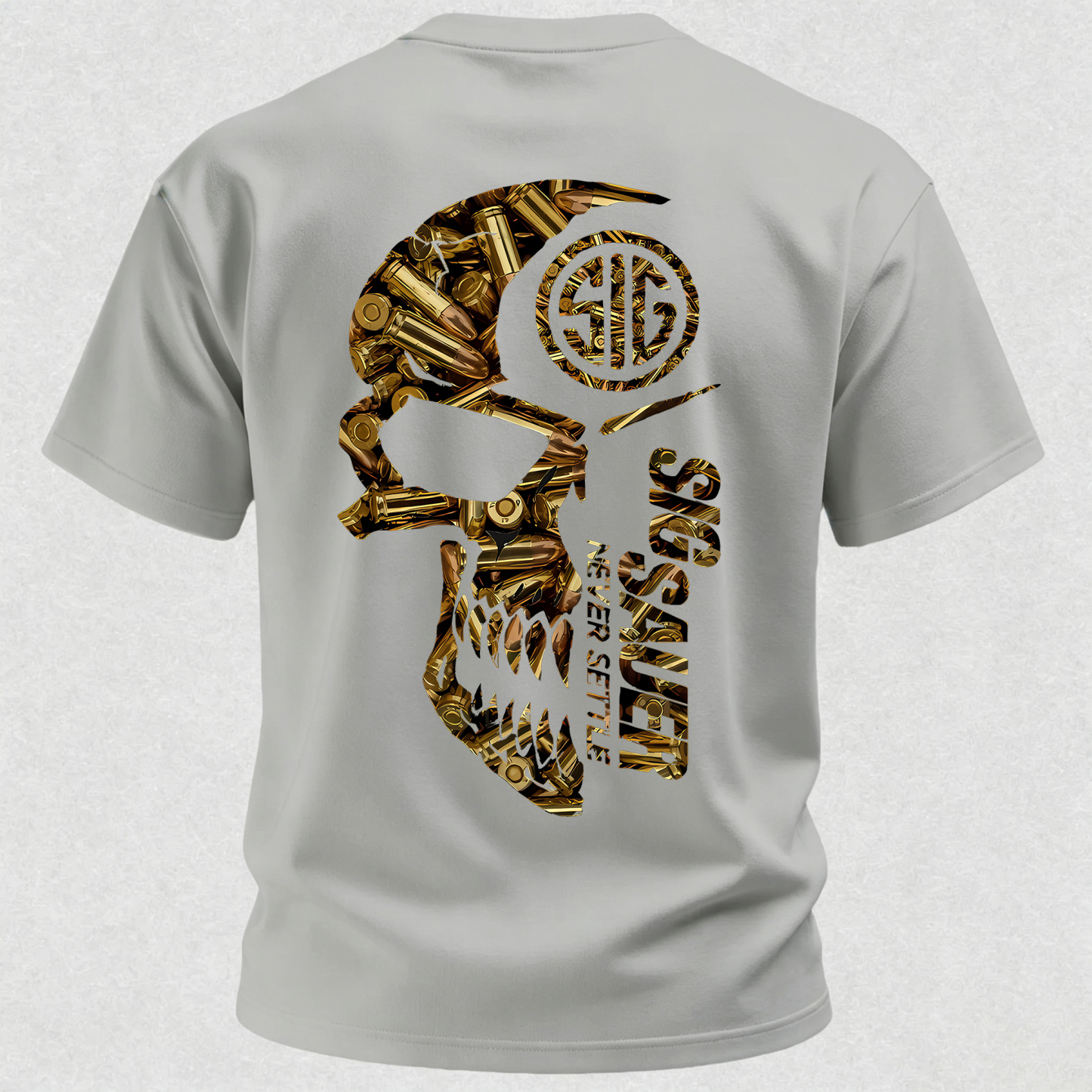 Tactical Never Settle Skull Printed Men's T-Shirt