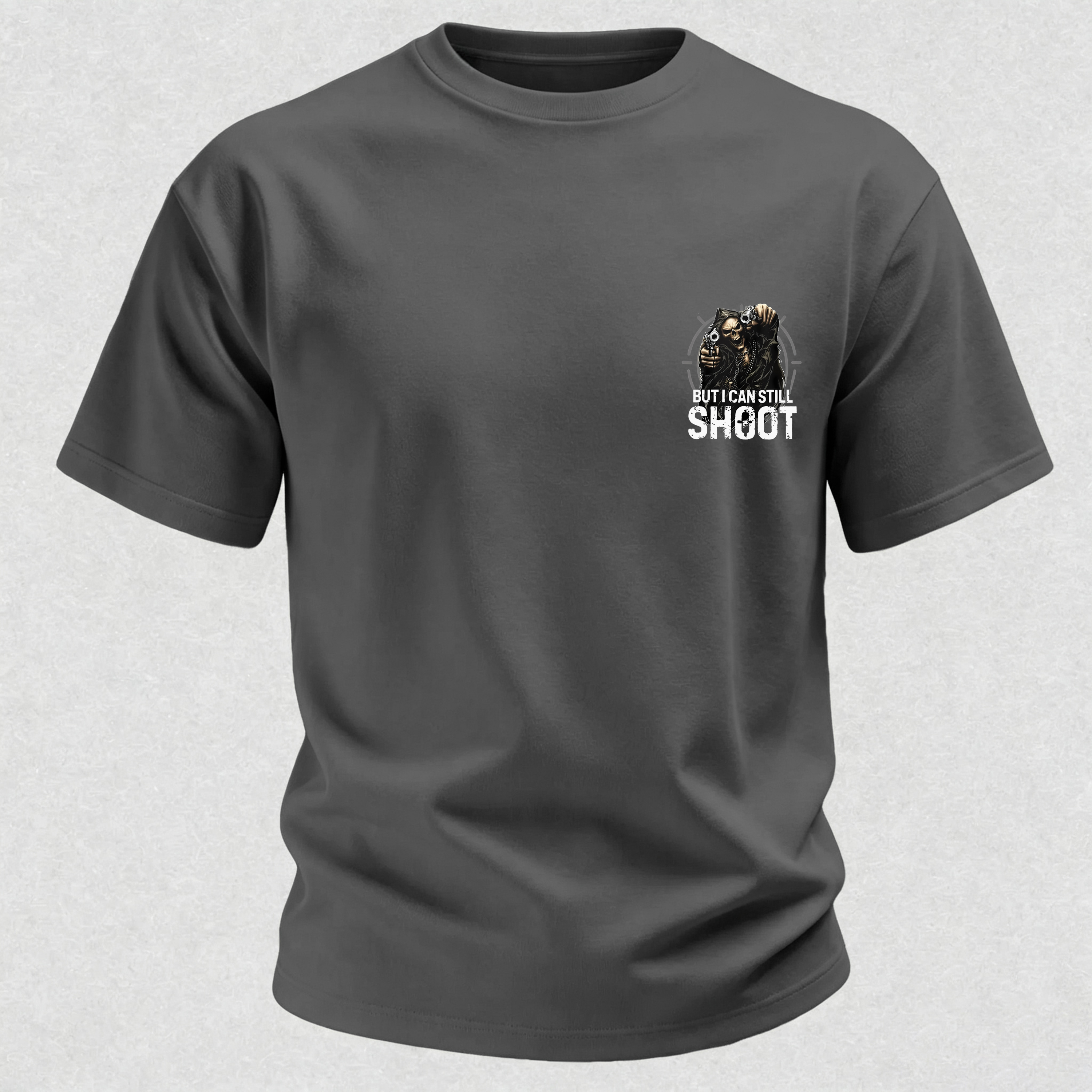 Too Old to Fight Too Slow to Run But I Can Still Shoot Pretty Good Printed Men's T-Shirt