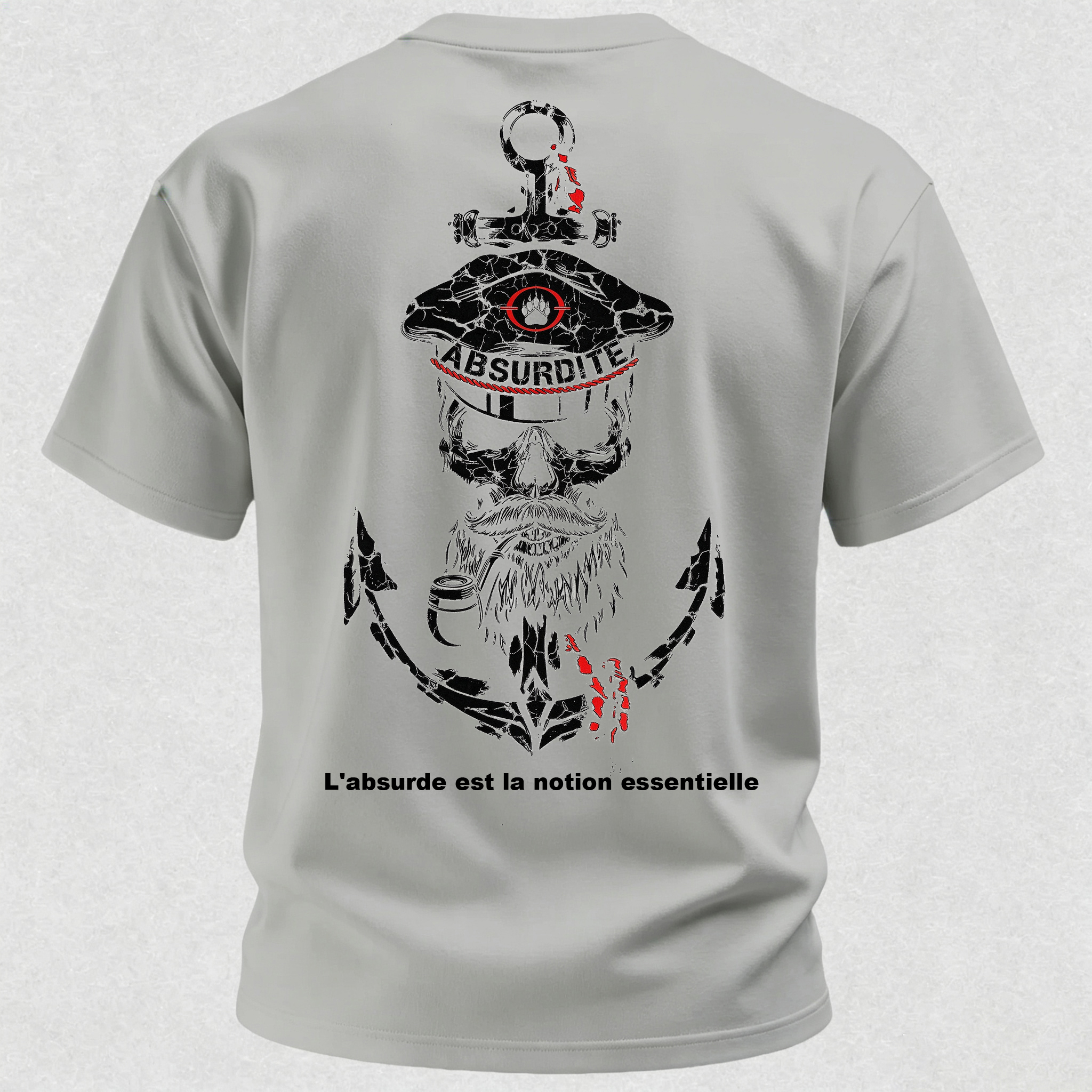Vintage Cracked Sailor Captain Skull Anchor Print T-Shirt