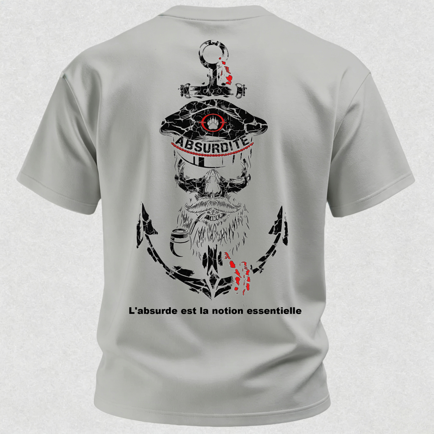 Vintage Cracked Sailor Captain Skull Anchor Print T-Shirt