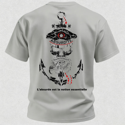 Vintage Cracked Sailor Captain Skull Anchor Print T-Shirt