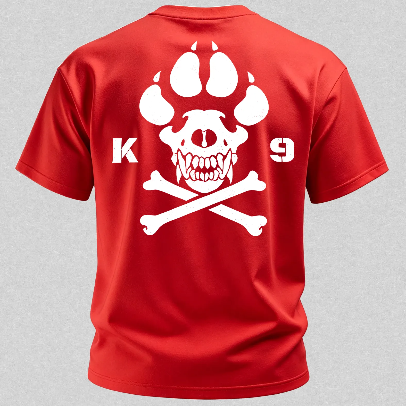 Vintage Biker K9 Dog Paw Skull Printed Men's T-Shirt