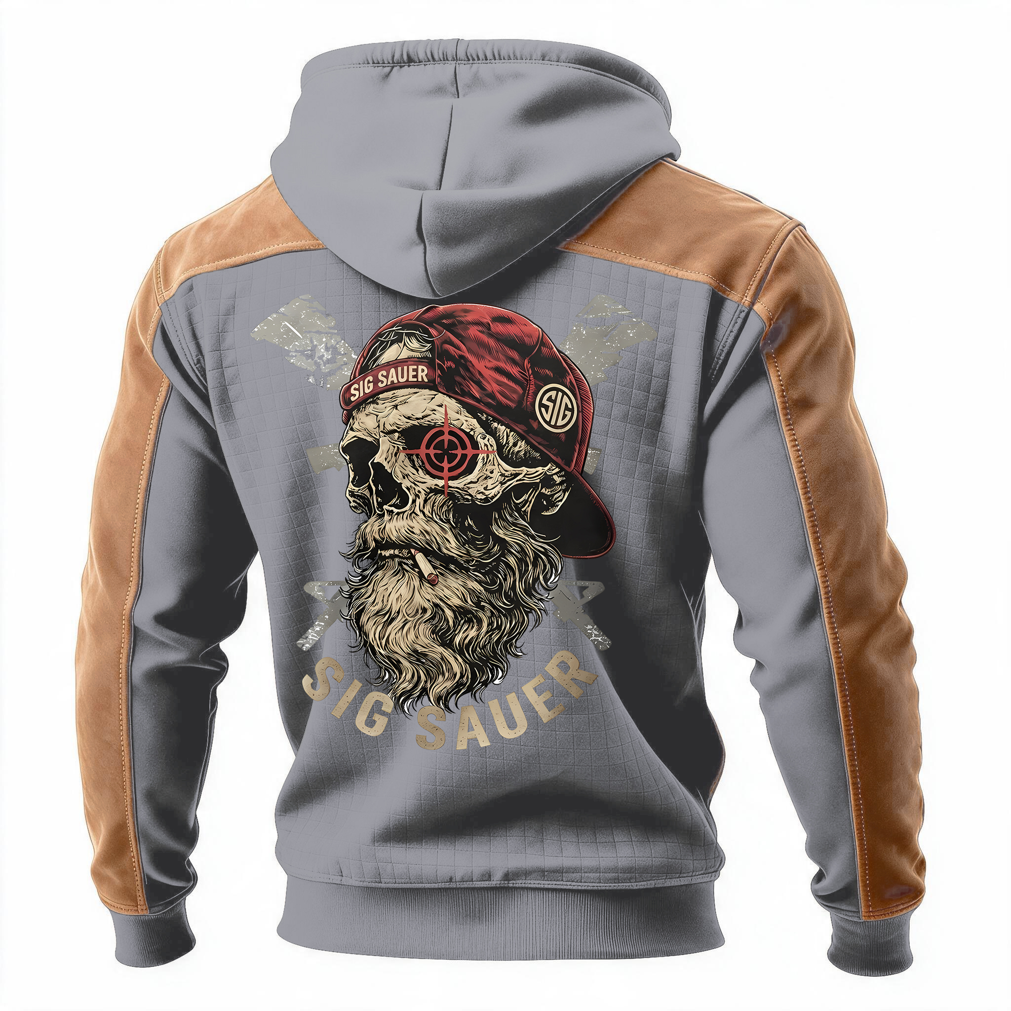 Skull Printed Fleece-lined Unisex Color-Blocked Hoodie