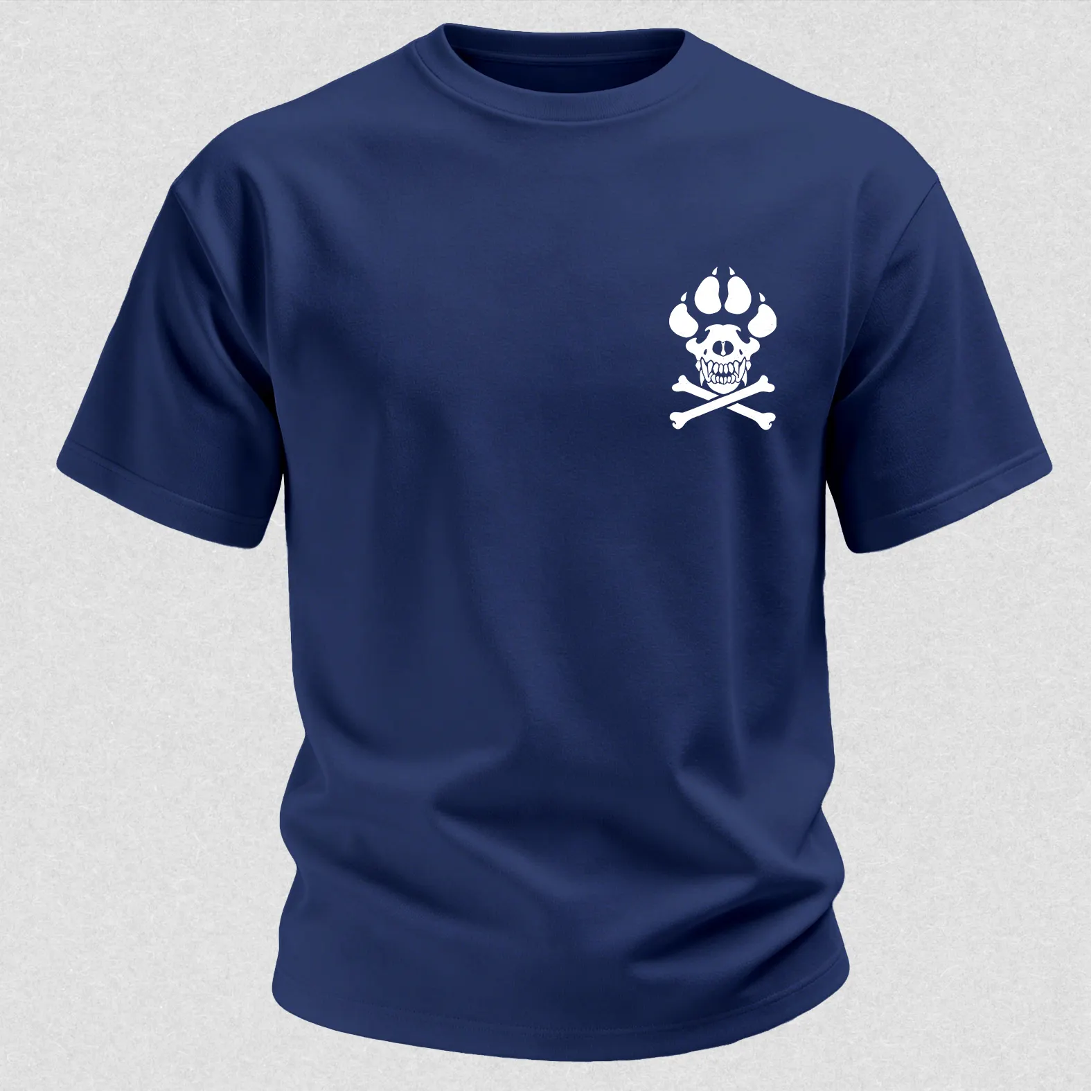 Vintage Biker K9 Dog Paw Skull Printed Men's T-Shirt