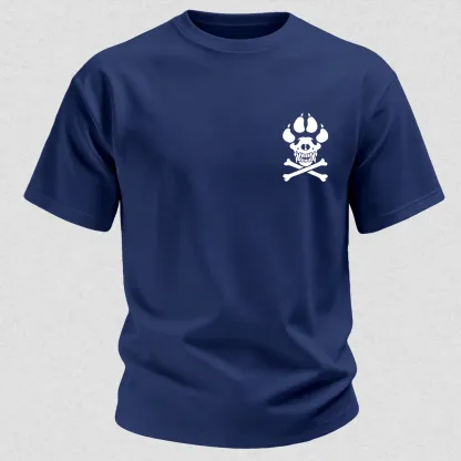 Vintage Biker K9 Dog Paw Skull Printed Men's T-Shirt