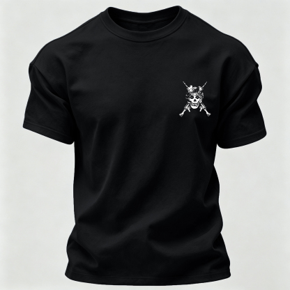 Men’s MISFIT No Compromise Tactical Skull Helmet NVG Rifle Graphic Tee Back Print T Shirt