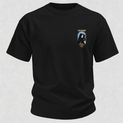 Precision Tactical Arch Window Nun with Rifle Since 1853 Vintage Illustration Cotton Print Men's T-Shirt