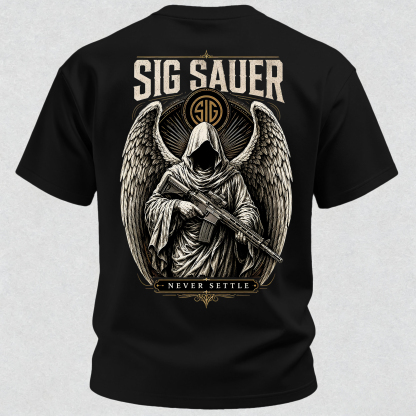 Tactical Angel Winged Grim Reaper with Rifle Dark Gothic Streetwear Men's Pocket T-Shirt