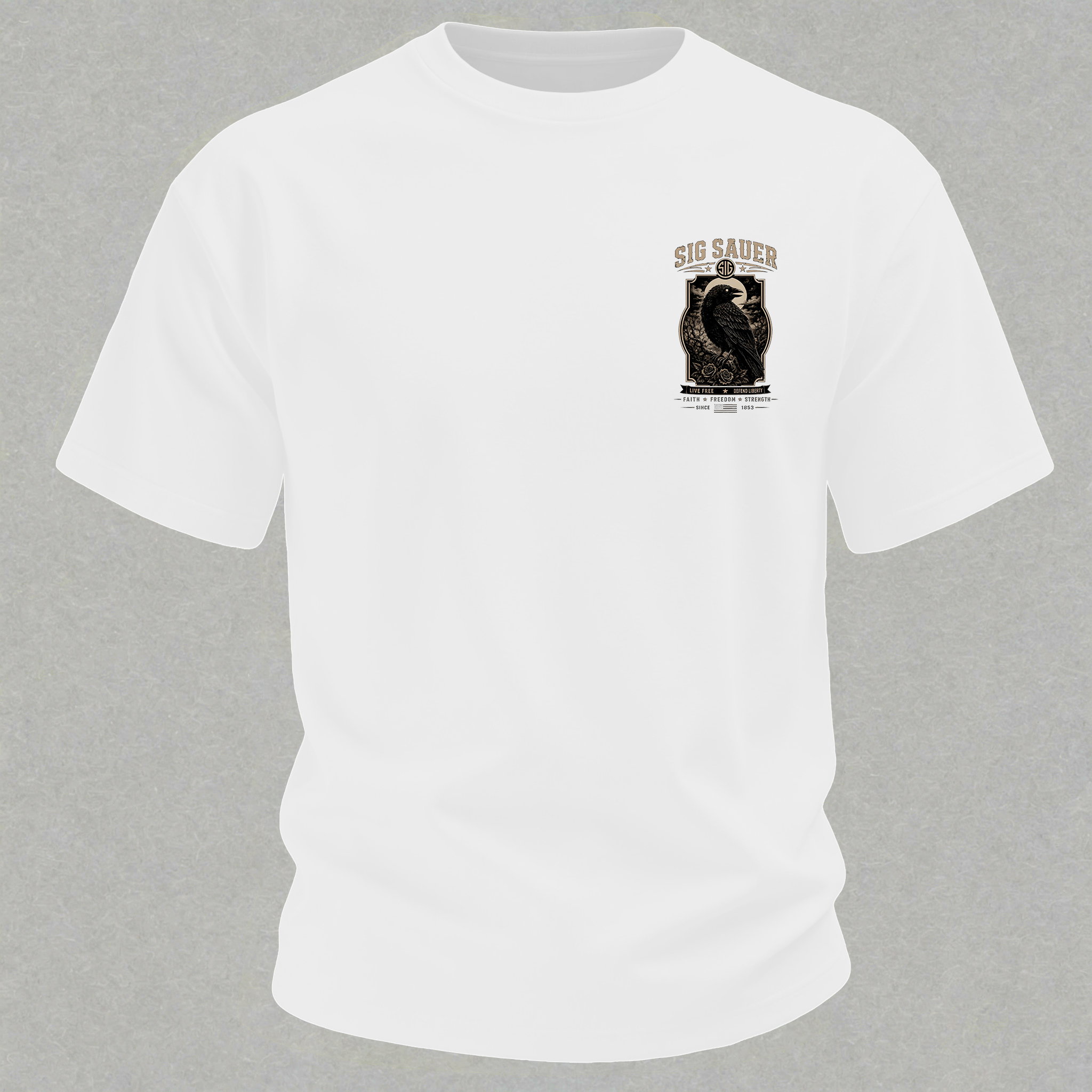LIVE FREE DEFEND LIBERTY FAITH FREEDOM STRENGTH Raven Vintage Roses Print Men's T-shirt