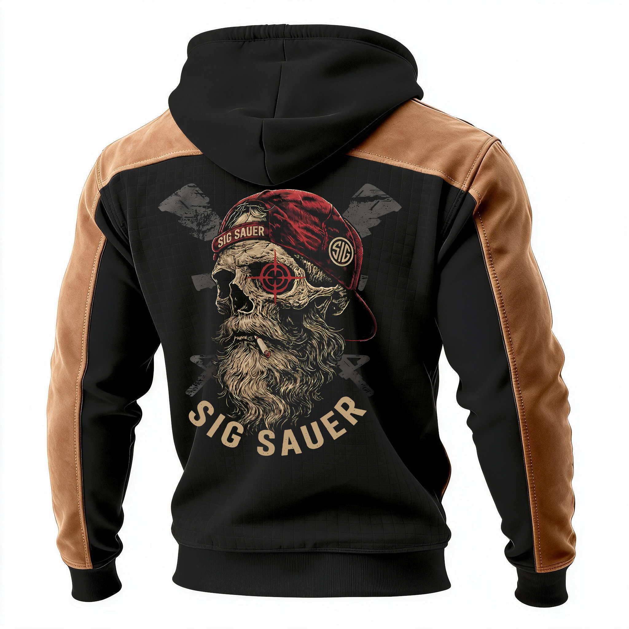 Skull Printed Fleece-lined Unisex Color-Blocked Hoodie