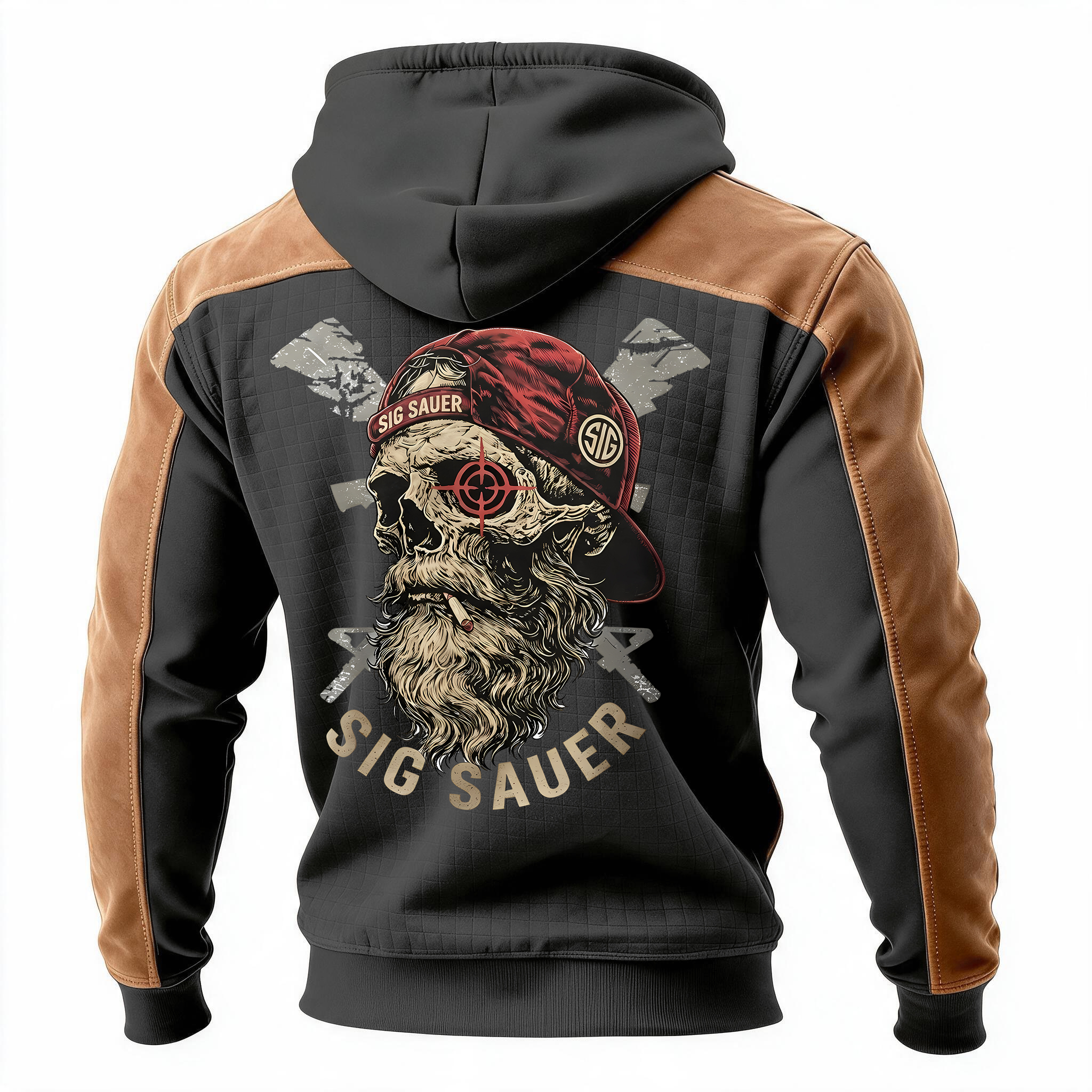 Skull Printed Fleece-lined Unisex Color-Blocked Hoodie