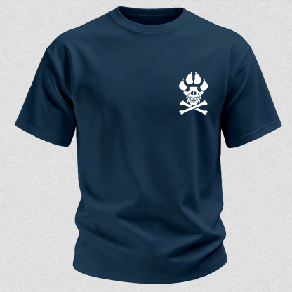 Vintage Biker K9 Dog Paw Skull Printed Men's T-Shirt