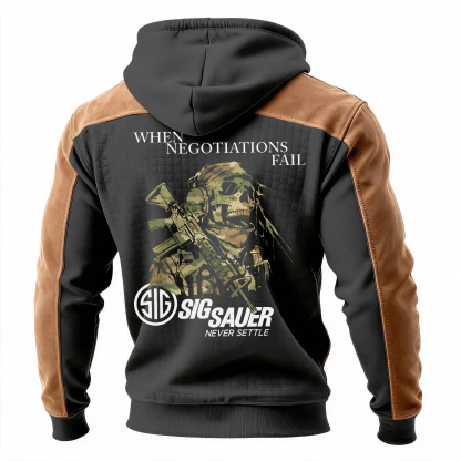 When Negotiations Fall Printed Fleece-lined Unisex Color-Blocked Hoodie