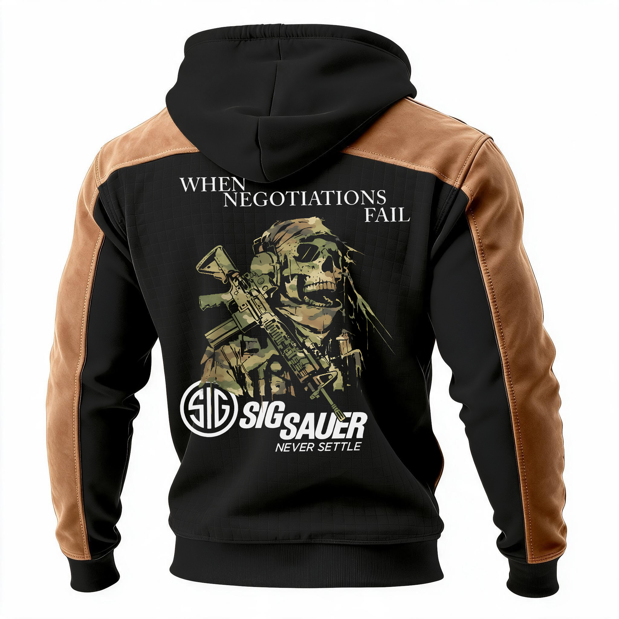 When Negotiations Fall Printed Fleece-lined Unisex Color-Blocked Hoodie