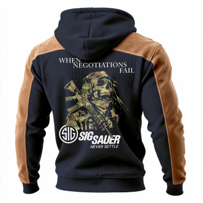 When Negotiations Fall Printed Fleece-lined Unisex Color-Blocked Hoodie
