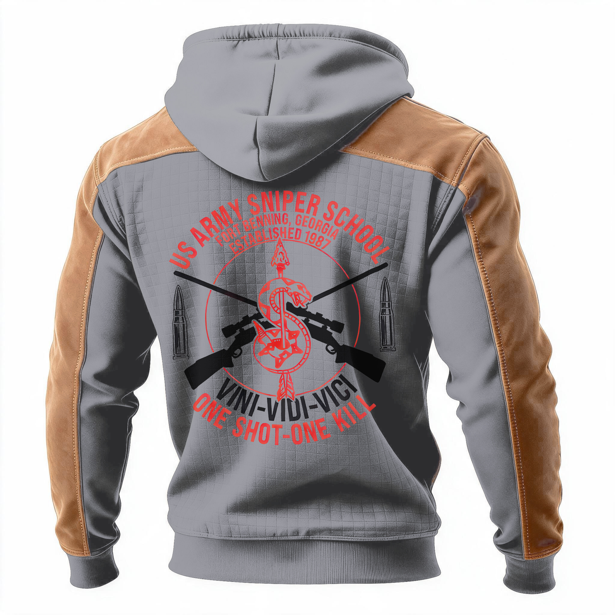 One Shot-One Kill Printed Fleece-lined Unisex Color-Blocked Hoodie