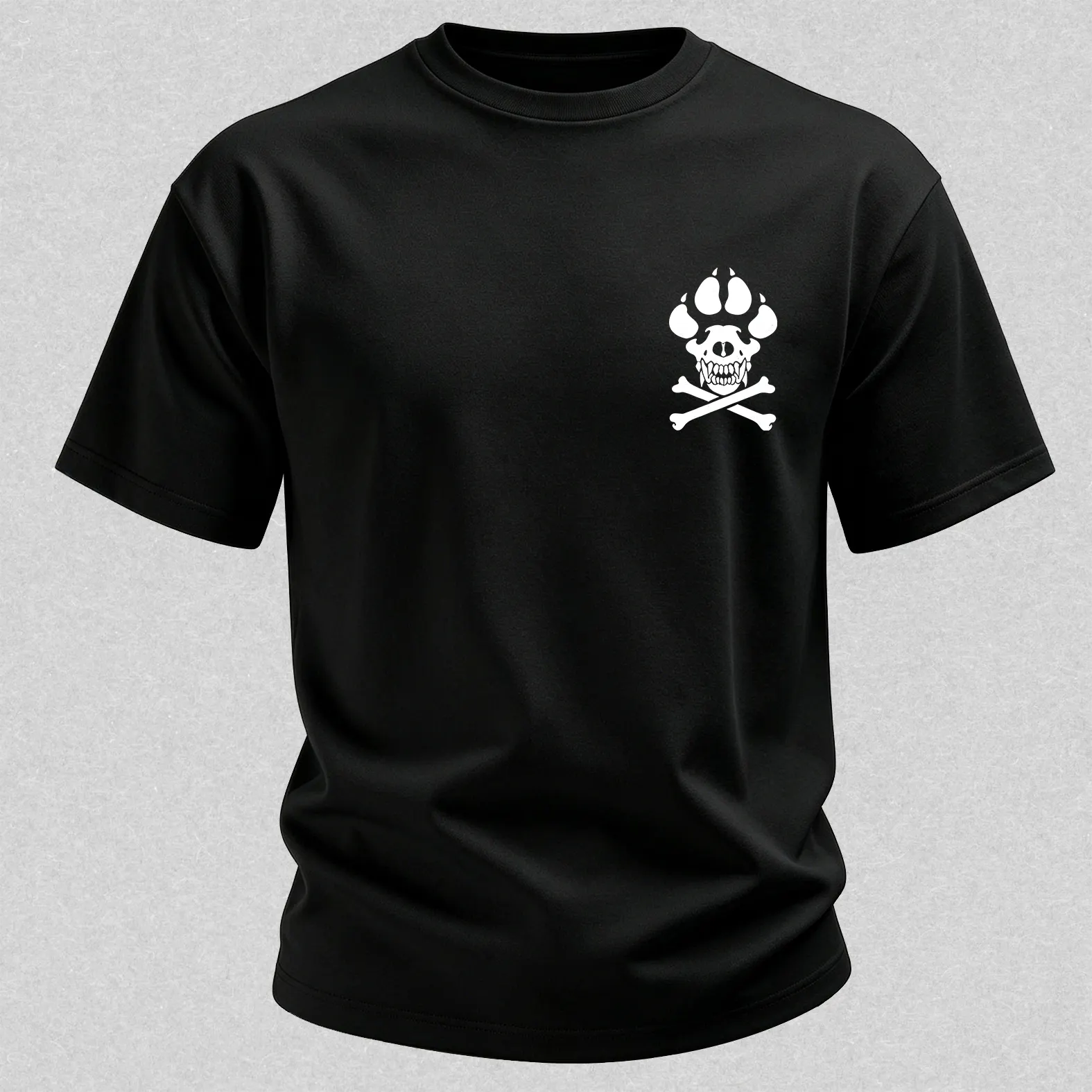 Vintage Biker K9 Dog Paw Skull Printed Men's T-Shirt