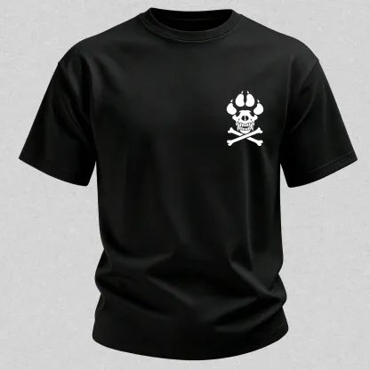 Vintage Biker K9 Dog Paw Skull Printed Men's T-Shirt
