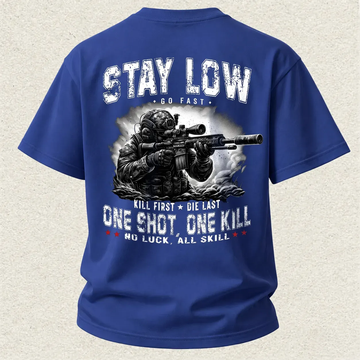 Stay Low One Shot One Kill Printed Men's T-Shirt