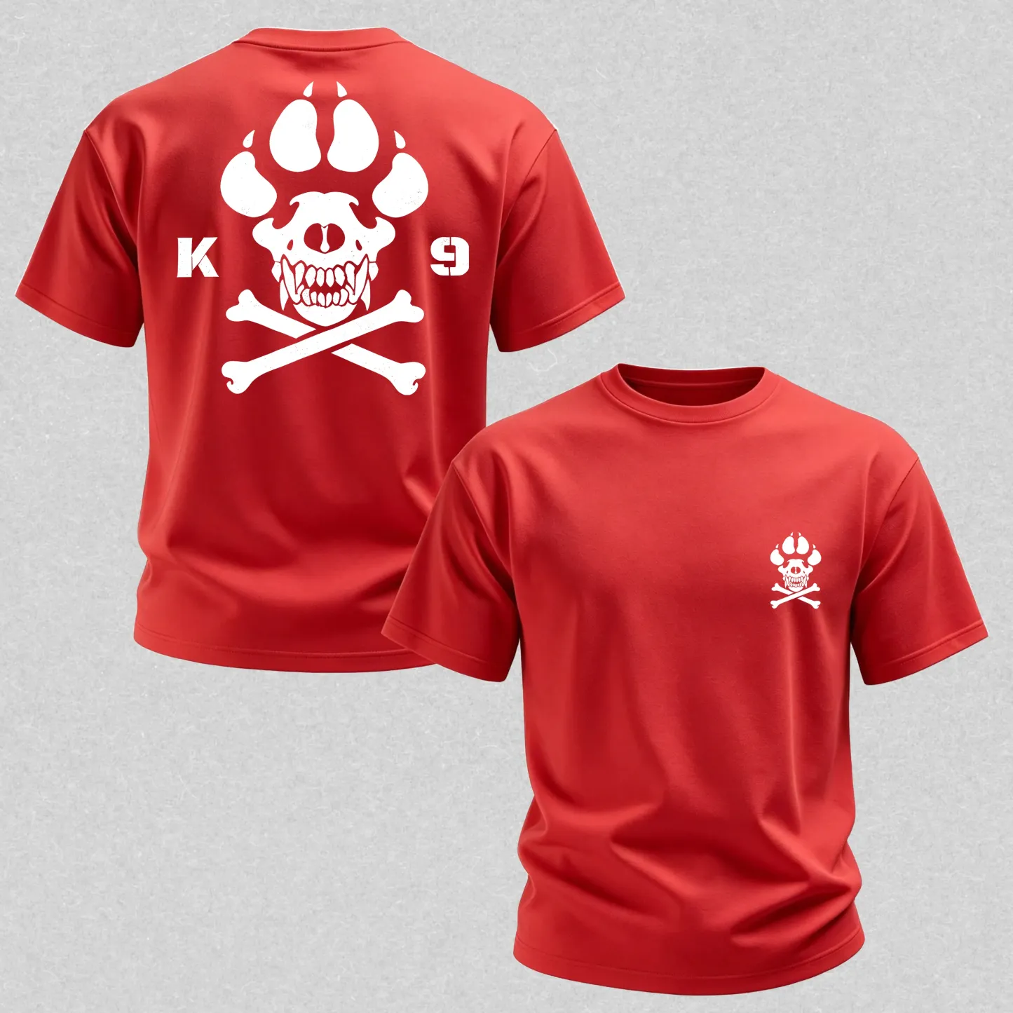 Vintage Biker K9 Dog Paw Skull Printed Men's T-Shirt