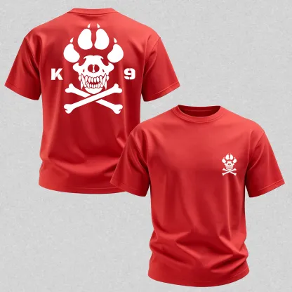 Vintage Biker K9 Dog Paw Skull Printed Men's T-Shirt